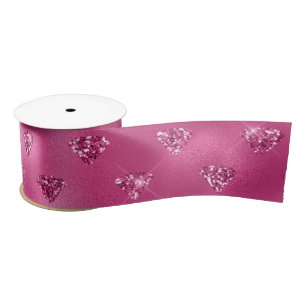 Ruban En Satin Motif Diamants Brillants Rose Clair Glamour