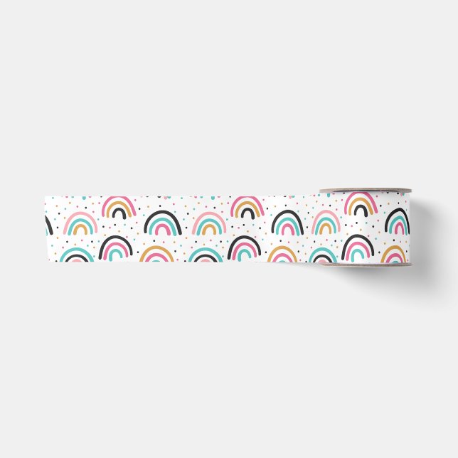 Ruban En Satin Motif Doodle Abstrait (Devant)