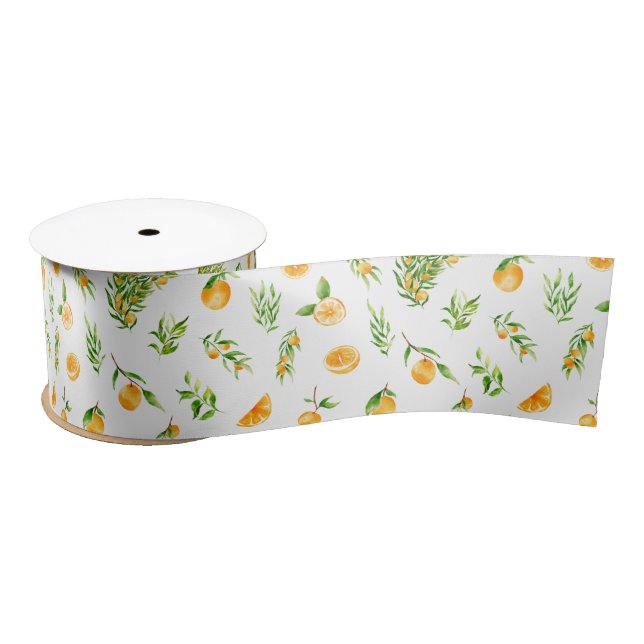 Ruban En Satin Motif d'orangers et de feuillage (Bobine)