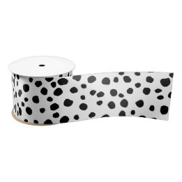 Ruban En Satin Motif Dot Chic Noir et Blanc Dalmatien