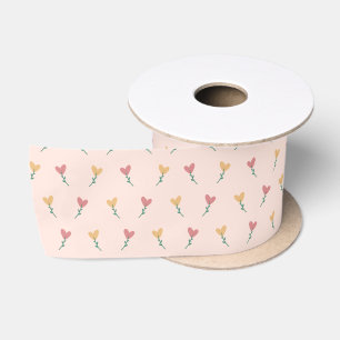 Ruban En Satin Motif doux de cœur de pêche pastel de fille mignon