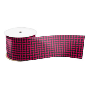 Ruban En Satin Motif du vérificateur de diamant noir rose