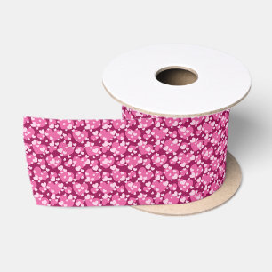 Ruban En Satin Motif en carrelage mignon coeurs roses