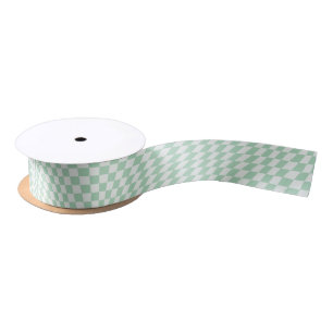 Ruban En Satin Motif en damier vert À damiers Pastel