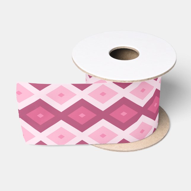 Ruban En Satin Motif en diamant rose (Bobine)