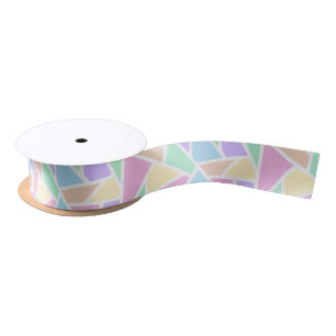 Ruban En Satin Motif en mosaïque arc-en-ciel Pastel