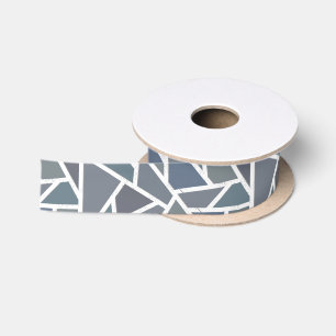 Ruban En Satin Motif en mosaïque gris bleu