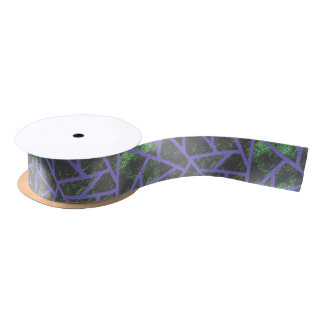 Ruban En Satin Motif en mosaïque violet et verte