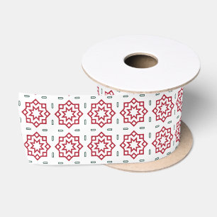 Ruban En Satin Motif étoile rouge vert et blanc de Noël