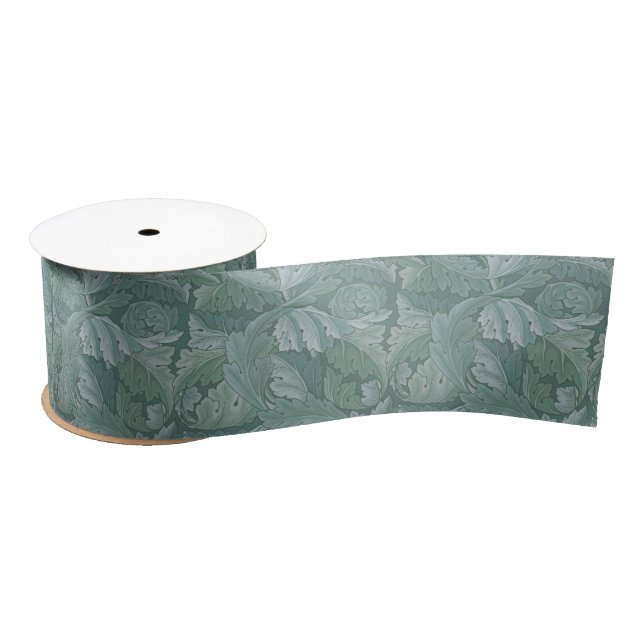 Ruban En Satin Motif feuille d'acanthe bleu sarcelle de William M (Bobine)