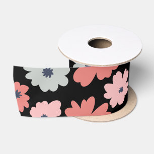 Ruban En Satin Motif Fleur Coloré Vintage