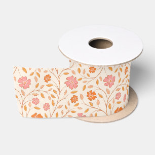 Ruban En Satin Motif Fleur Sauvage