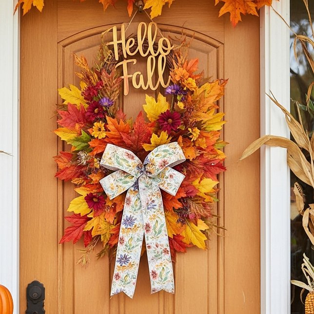 Ruban En Satin Motif fleur sauvage d'automne (Créateur téléchargé)