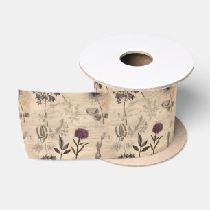 Ruban En Satin Motif Fleur sauvage vintage