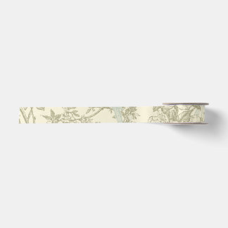 Ruban En Satin Motif floral à volière de paon en chinoiserie vint