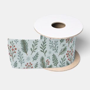 Ruban En Satin Motif floral chic botanique à baies de houx