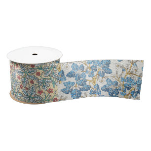 Ruban En Satin Motif floral de géranium sauvage Art nouveau vinta
