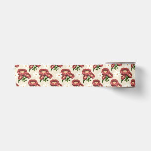 Ruban En Satin Motif floral élégant de pavot de Bourgogne et de m