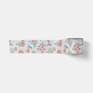 Ruban En Satin Motif floral Prairie de corail