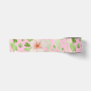 Ruban En Satin Motif floral rose pastel - Fleurs douces en rose t