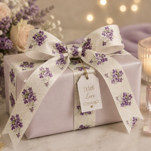 Ruban En Satin Motif floral violet Art Nouveau