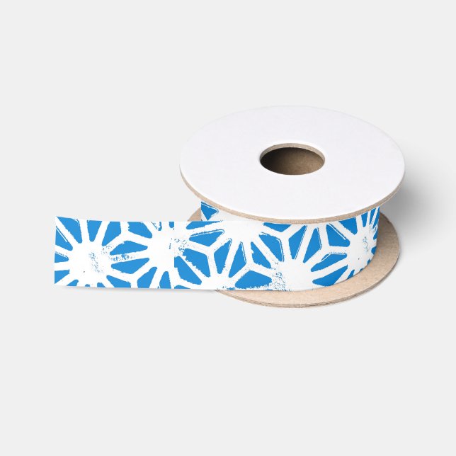 Ruban En Satin Motif géométrique bleu (Bobine)