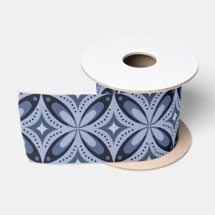 Ruban En Satin Motif géométrique bleu de style rétro