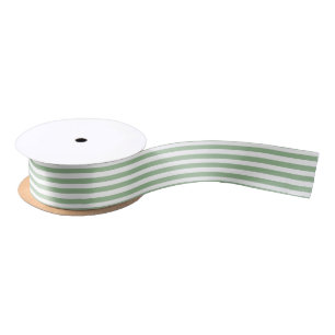 Ruban En Satin Motif géométrique Sage Green & White Stripes