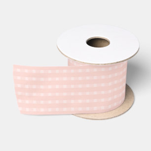 Ruban En Satin Motif Gingham en rose blush et pêche pastel