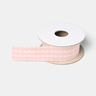 Ruban En Satin Motif Gingham en rose blush et satin pêche pastel