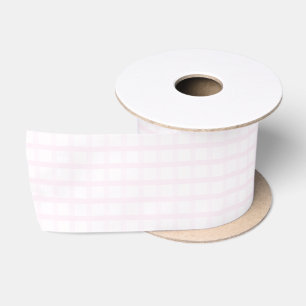 Ruban En Satin Motif Gingham Rose Quartz Rose Et Pastel