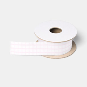 Ruban En Satin Motif Gingham Rose Quartz Rose et Pastel Pink