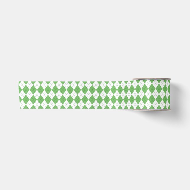 Ruban En Satin Motif Golf Argyle Vert  (Devant)