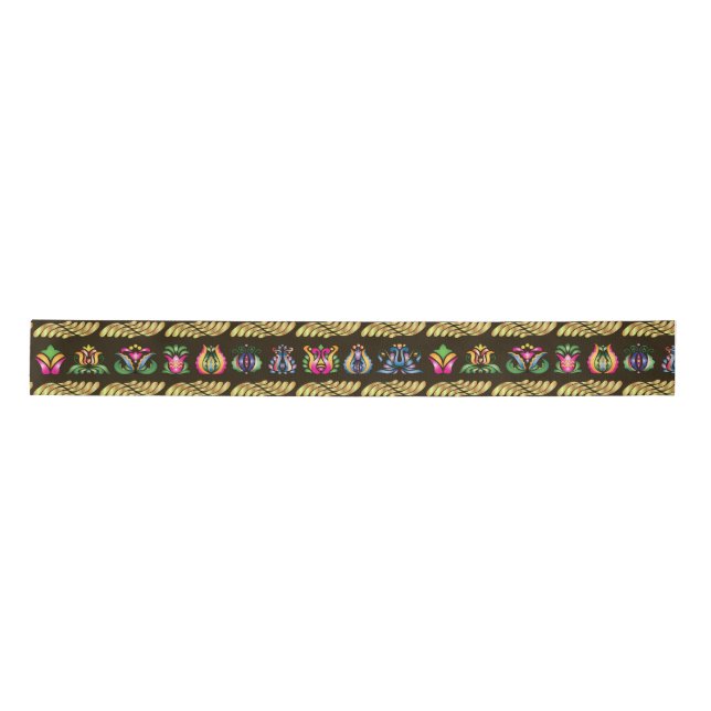 Ruban En Satin Motif hongrois folklorique (Devant)
