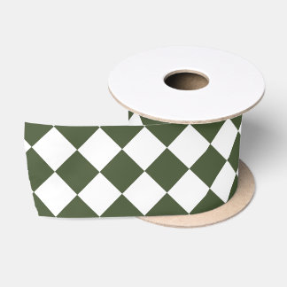 Ruban En Satin Motif Hunter Green Diamond
