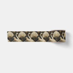 Ruban En Satin Motif luxueux Art Déco de cygne et de filigrane do