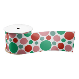 Ruban En Satin Motif moderne Festif Polka Dot Rouge Rose Vert