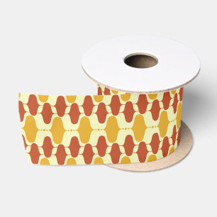 Ruban En Satin Motif moderne orange du milieu du siècle - Accent