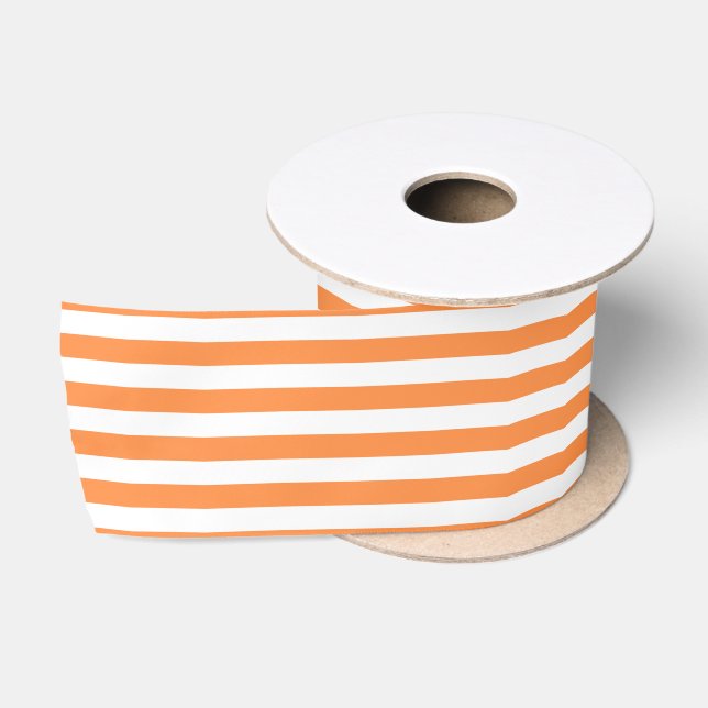 Ruban En Satin Motif orange et blanc de rayure (Bobine)