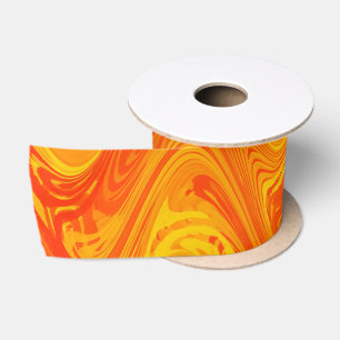 Ruban En Satin Motif orange jaune rouge marbré