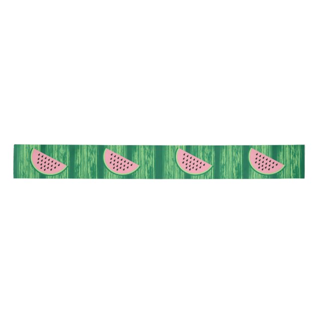 Ruban En Satin Motif pastèque rose et vert aquarelle (Devant)