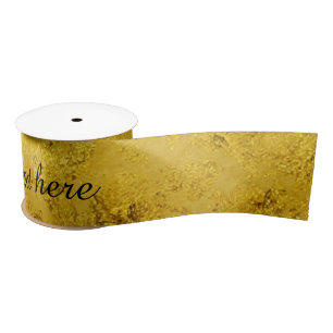 Ruban En Satin Motif PURE FEUILLE D'OR + votre texte / photo