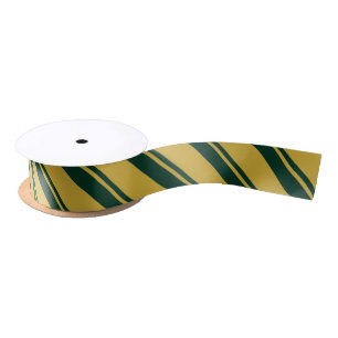Ruban En Satin Motif rayé or et vert foncé traditionnel