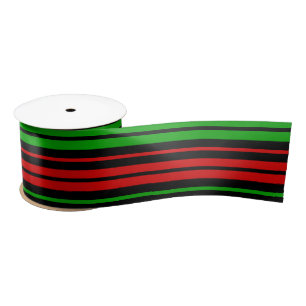 Ruban En Satin Motif rayures noir rouge vert