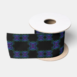 Ruban En Satin Motif Répété de Ligne Superposée Translucide Abstr