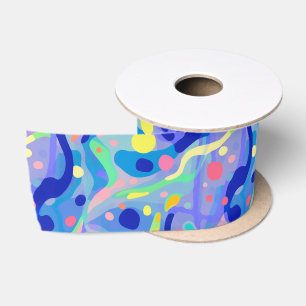 Ruban En Satin Motif Répétitif Abstrait Bleu Pâle Néon Mignon