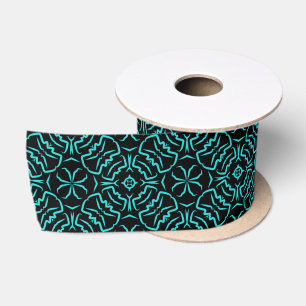 Ruban En Satin Motif Répétitif Sans Couture En Turquoise Sur Fond