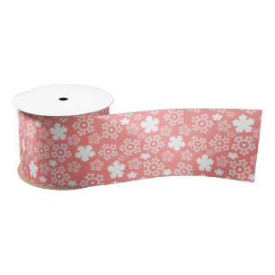 Ruban En Satin Motif rose & blanc Star & Snowflakes