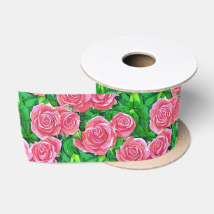 Ruban En Satin Motif Rose rose