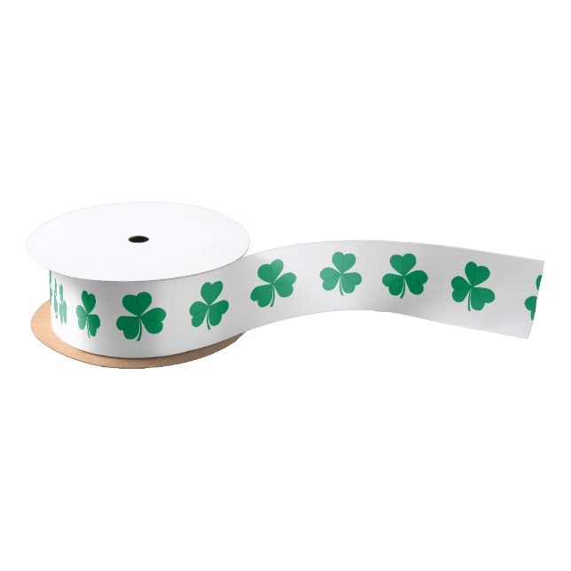Ruban En Satin Motif shamrock Vert Blanc St. Patrick's Day (Bobine)